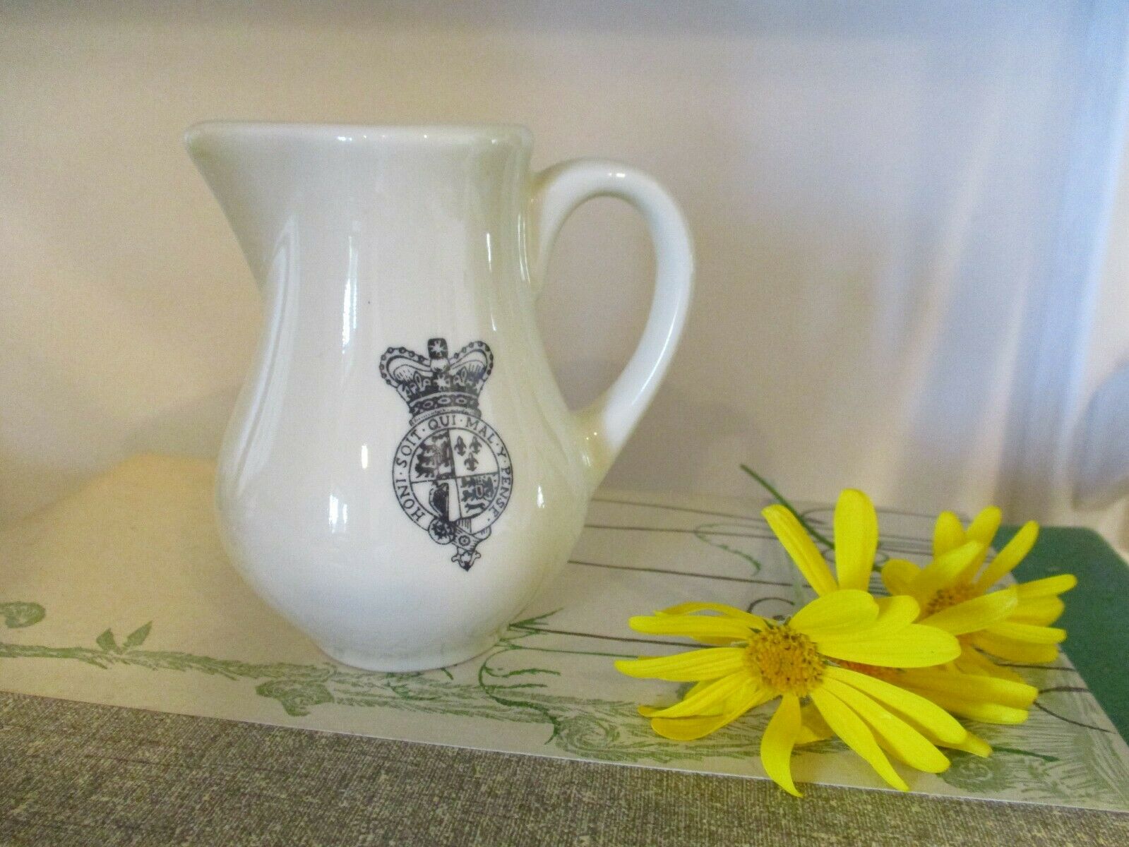 Vtg British Royal Army Emblem Commemorative Serving Creamer English Pottery Vase