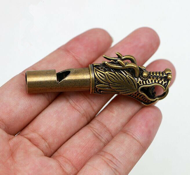 Collection Archaize Brass Dragon Head Whistle Key Ring