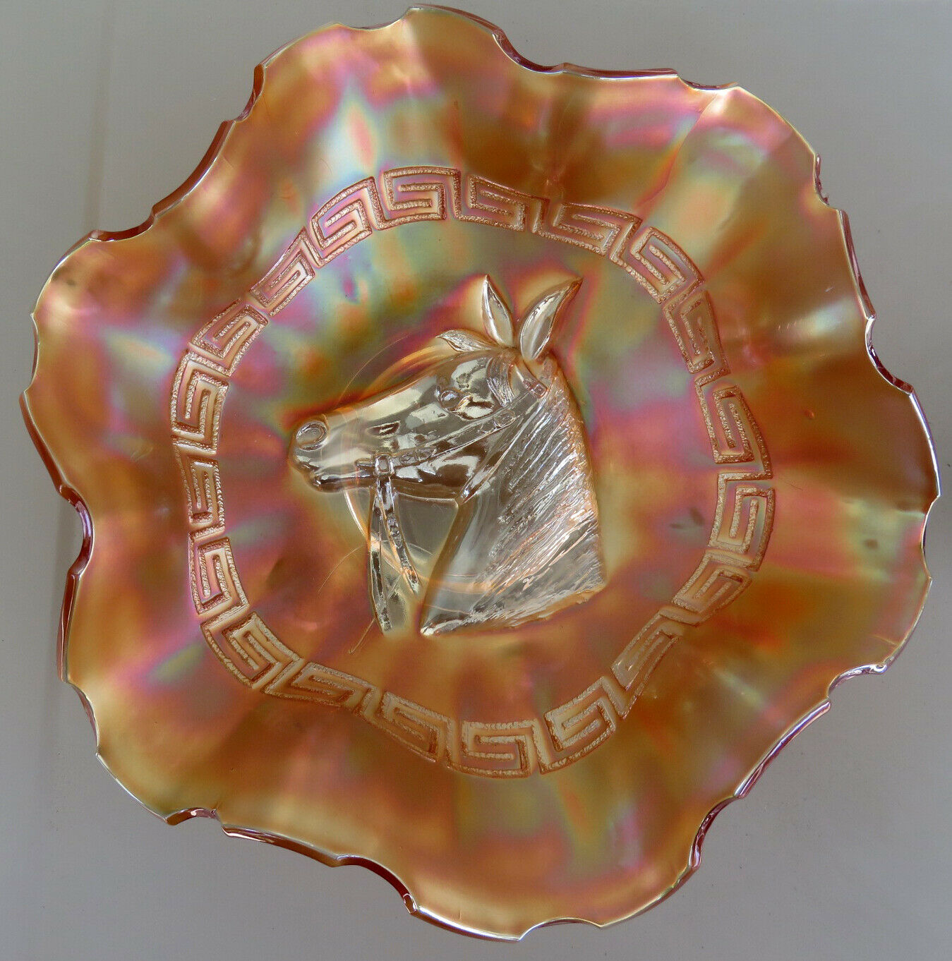 Dugan Pony Marigold 6-ruffled Carnival Glass Bowl C. 1911*{nc08-09-003}