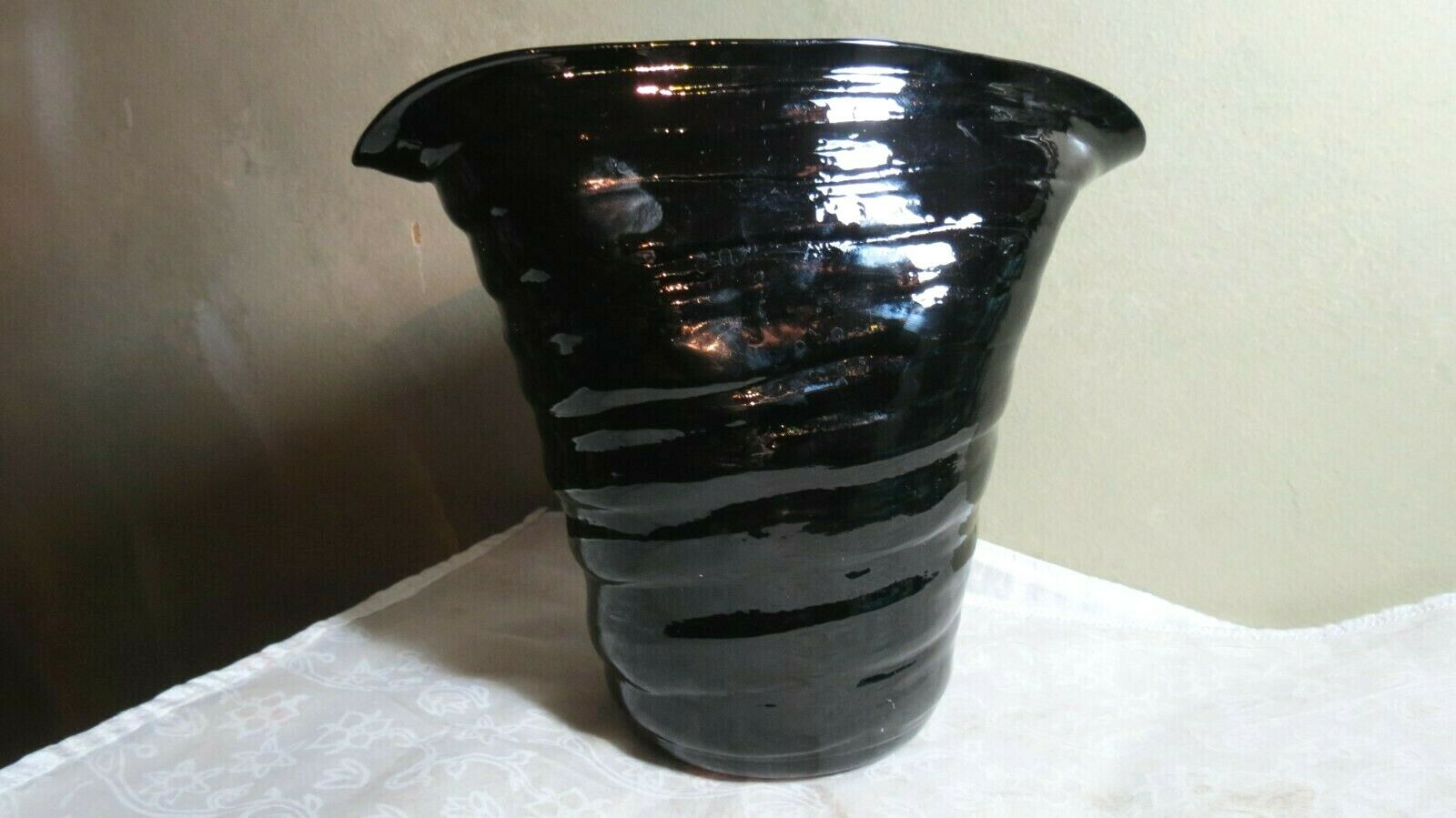 Dugan Glass Black Amethyst Barcelona Flat Vase